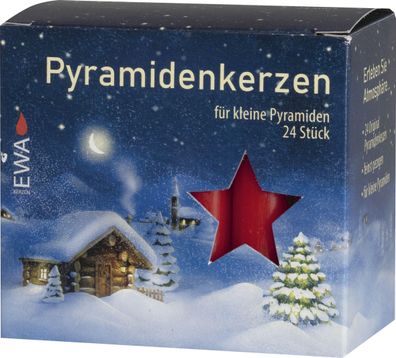 Pyramidenkerzen Rot 24 Stück BxHxT 1,4x7,4x1,4cm NEU Kerzen Kerze Wachs Holzpy