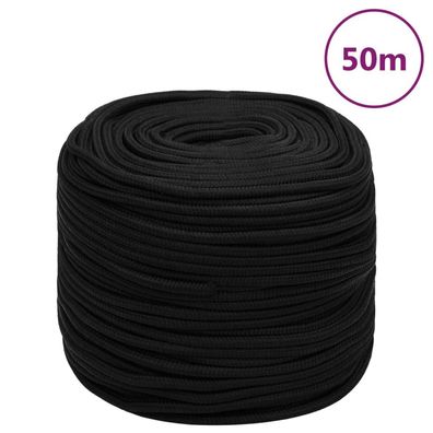 vidaXL Arbeitsseil Schwarz 6 mm 50 m Polyester