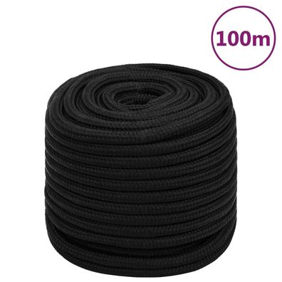 vidaXL Arbeitsseil Schwarz 18 mm 100 m Polyester