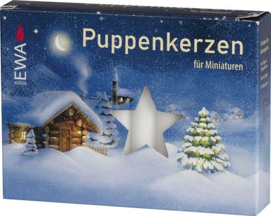 Puppenkerzen Weiß 20 Stück BxHxT 1x6,5x1cm NEU Kerzen Kerze Wachs Holzpyramide