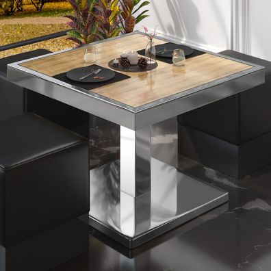 BM | Bistro Loungetisch | B: : 60 x 60 x 41 cm | Eiche / Edelstahl | Bistro Tisch L