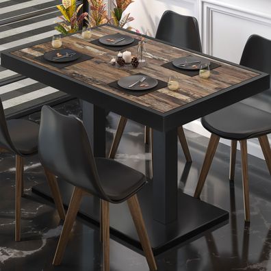 BM | Bistrotisch | B: : 110 x 60 x 77 cm | Vintage Old / Schwarz | Klappbar | Recht
