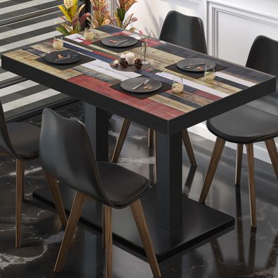 BM | Bistrotisch | B: : 110 x 60 x 77 cm | Vintage Bunt / Schwarz | Klappbar | Rech