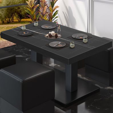 BM | Bistro Loungetisch | B: : 110 x 60 x 41 cm | Schwarz Marmor / Schwarz | Klappb