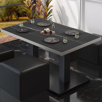 BM | Bistro Loungetisch | B: : 110 x 60 x 41 cm | Schwarz Marmor / Schwarz | Klappb
