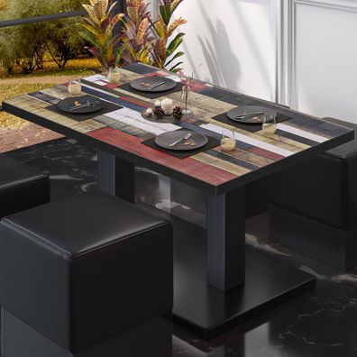 BM | Bistro Loungetisch | B: : 110 x 60 x 41 cm | Vintage Bunt / Schwarz | Klappbar