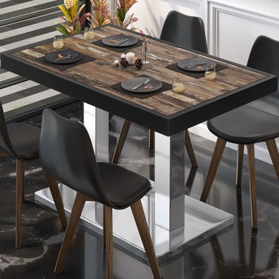 BM | Bistrotisch | B: : 110 x 60 x 77 cm | Vintage Old / Edelstahl | Klappbar | Rec