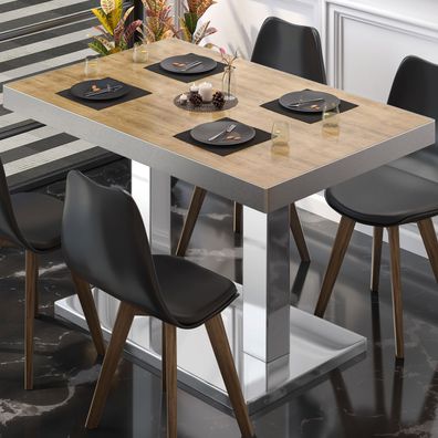 BM | Bistrotisch | B: : 110 x 60 x 77 cm | Eiche / Edelstahl | Klappbar | Rechtecki