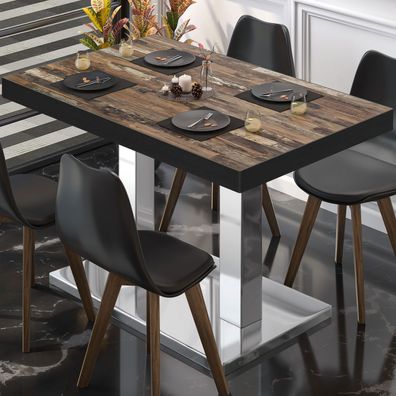BM | Bistrotisch | B: : 120 x 70 x 77 cm | Vintage Old / Edelstahl | Klappbar | Rec