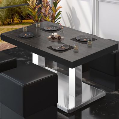 BM | Bistro Loungetisch | B: : 110 x 60 x 41 cm | Wenge / Edelstahl | Klappbar | Bi