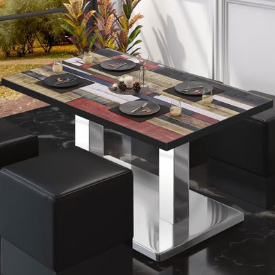 BM | Bistro Loungetisch | B: : 110 x 60 x 41 cm | Vintage Bunt / Edelstahl | Klappb