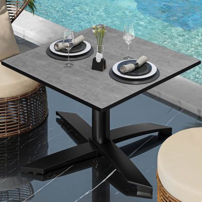 CPTG | Bistro Loungetisch | B: : 60 x 60 x 39 cm | Beton / Aluminium Schwarz | Klap