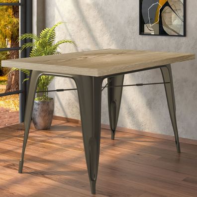 California | Tolix Stil Tisch | B: : 120 x 60 x 78 cm | Eiche & Rost | Rechteckig |