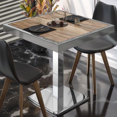 BM | Bistrotisch | B: : 60 x 60 x 77 cm | Sheesham / Edelstahl | Quadratisch | Bist