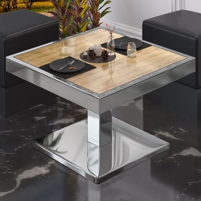 BM | Bistro Loungetisch | B: : 60 x 60 x 41 cm | Eiche / Edelstahl | Bistro Tisch L