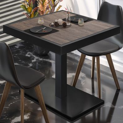 BM | Bistrotisch | B: : 80 x 80 x 77 cm | Light Wenge / Schwarz | Quadratisch | Bis