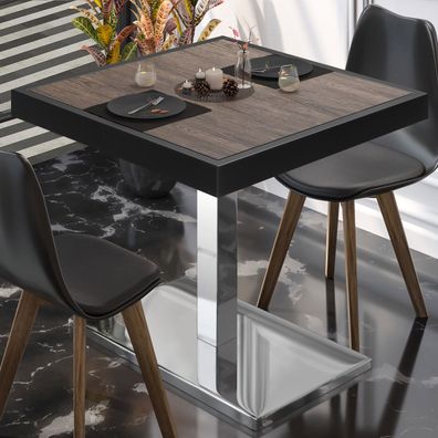 BM | Bistrotisch | B: : 80 x 80 x 77 cm | Light Wenge / Edelstahl | Quadratisch | B