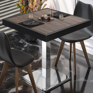 BM | Bistrotisch | B: : 70 x 70 x 77 cm | Light Wenge / Edelstahl | Quadratisch | B