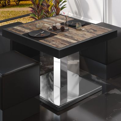 BM | Bistro Loungetisch | B: : 70 x 70 x 41 cm | Vintage Old / Edelstahl | Bistro T