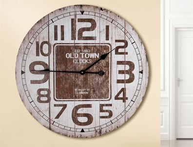 Gilde Wanduhr "Old Town Clocks" creme/braun, Holzdesign Länge 4,5 cm Durchm. 60,0