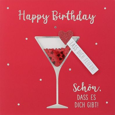 Glamour Glitzer Grußkarte Klappkarte mit Umschlag Happy Birthday- Schön das es Dich g