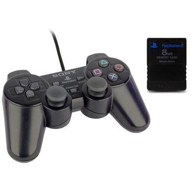 Original Playstation 2 Controller - PAD in Schwarz + Original 8 MB MEMORY CARD in