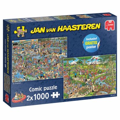 Jumbo Spiele 1119800313 Jan van Haasteren - The Park & The Pharmacy 2x1000 Teile