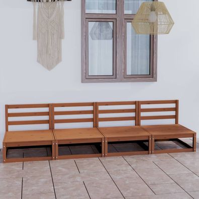 vidaXL Outdoor-Sofa 4-Sitzer Honigbraun Massivholz Kiefer