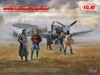 ICM 1:48 DS4801 WWII Luftwaffe Airfield(MesserschmittBf109F-4, s126B-1, ilot, round P