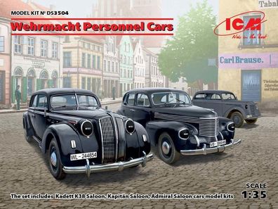 ICM 1:35 DS3504 Wehrmacht Personnel Cars(Kadett K38 Salo Kapitan Saloon, dmiral Saloo