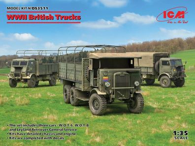 ICM 1:35 DS3511 WWII British Trucks(Model W.O.T.6, odel W.O.T.8, eyland Retriever Gen