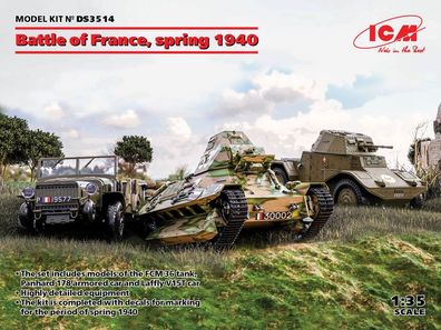 ICM 1:35 DS3514 Battle of France, spring 1940 (Panhard 178 AMD-35, CM 36, affly V15T)