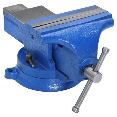 vidaXL Schraubstock Blau 100 mm Gusseisen