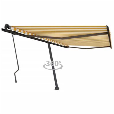 vidaXL Standmarkise Manuell Einziehbar 450x350 cm Gelb/Weiß