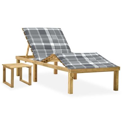 vidaXL Garten-Sonnenliege mit Tisch und Auflage Kiefer Imprägniert