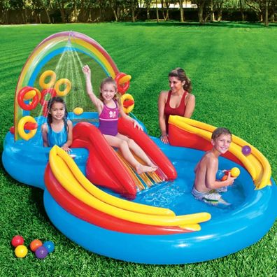 Intex Pool Aufblasbar Rainbow Ring Play Center 297x193 x135 cm