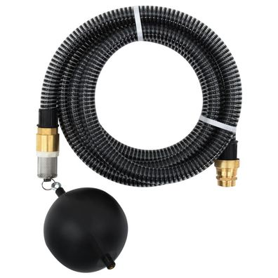 vidaXL Saugschlauch mit Messing-Anschlüssen Schwarz 1,1" 5 m PVC
