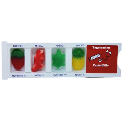 Tablettenbox Erste Hilfe gefüllt mit Fruchtgummi Scherzartikel 25g