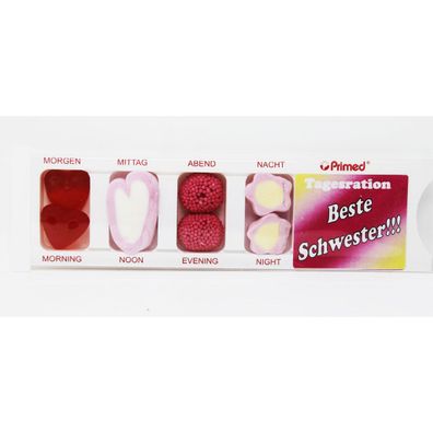 Tablettenbox Beste Schwester gefüllte Fruchtgummi Scherzartikel 25g