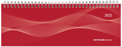 Kalender 2025 -Tisch-Querkalender Profi rot 2025- 29,7 x 10,5cm