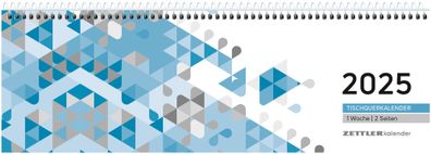 Kalender 2025 -Tischquerkalender 1W/2S blau 2025- 29,6 x 9,9cm