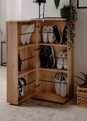 Flur Kommode Schuhschrank Eiche Diele Schrank aufklappbar 12 Paar Flurkommode Logu