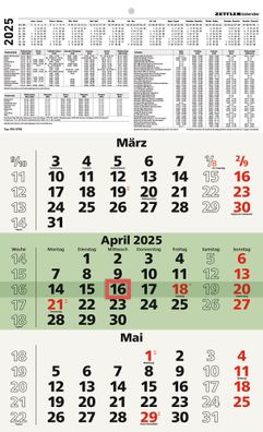 Kalender 2025 -3-Monatskalender grün Blauer Engel 2025- 29,7 x 35cm