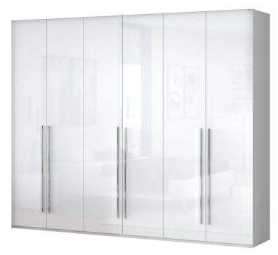 Drehtürenschrank / Kleiderschrank Siumu 25, Farbe: Weiß / Weiß Hochglanz - 224 x