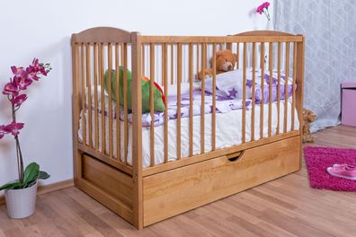 Gitterbett / Kinderbett Kiefer massiv Vollholz Erlefarben 102, inkl. Lattenrost,