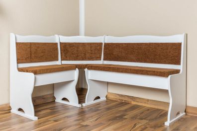 Eckbank Kiefer massiv Vollholz weiß Junco 244- Abmessung 85 x 147 x 107 cm