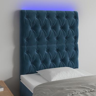 vidaXL LED Kopfteil Dunkelblau 80x7x118/128 cm Samt
