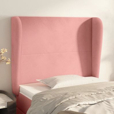 vidaXL Kopfteil mit Ohren Rosa 93x23x118/128 cm Samt