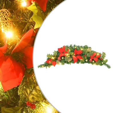 vidaXL Weihnachts-Türbogen mit LED-Lichtern Grün 90 cm PVC