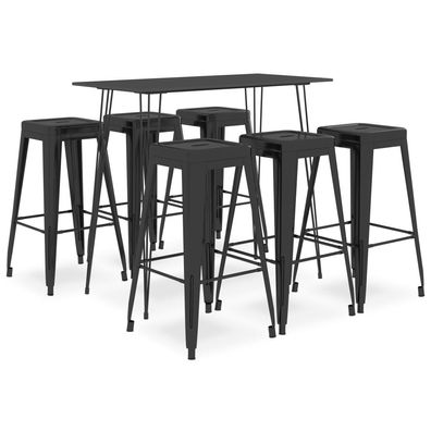 vidaXL 7-tlg. Bar-Set Schwarz